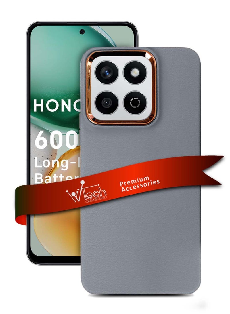 Wtech Honor X7c 4G 2024 Liquid Silicone Ultra Thin Phone Stylish Electroplated Camera Border Case Cover - Grey - Image 1