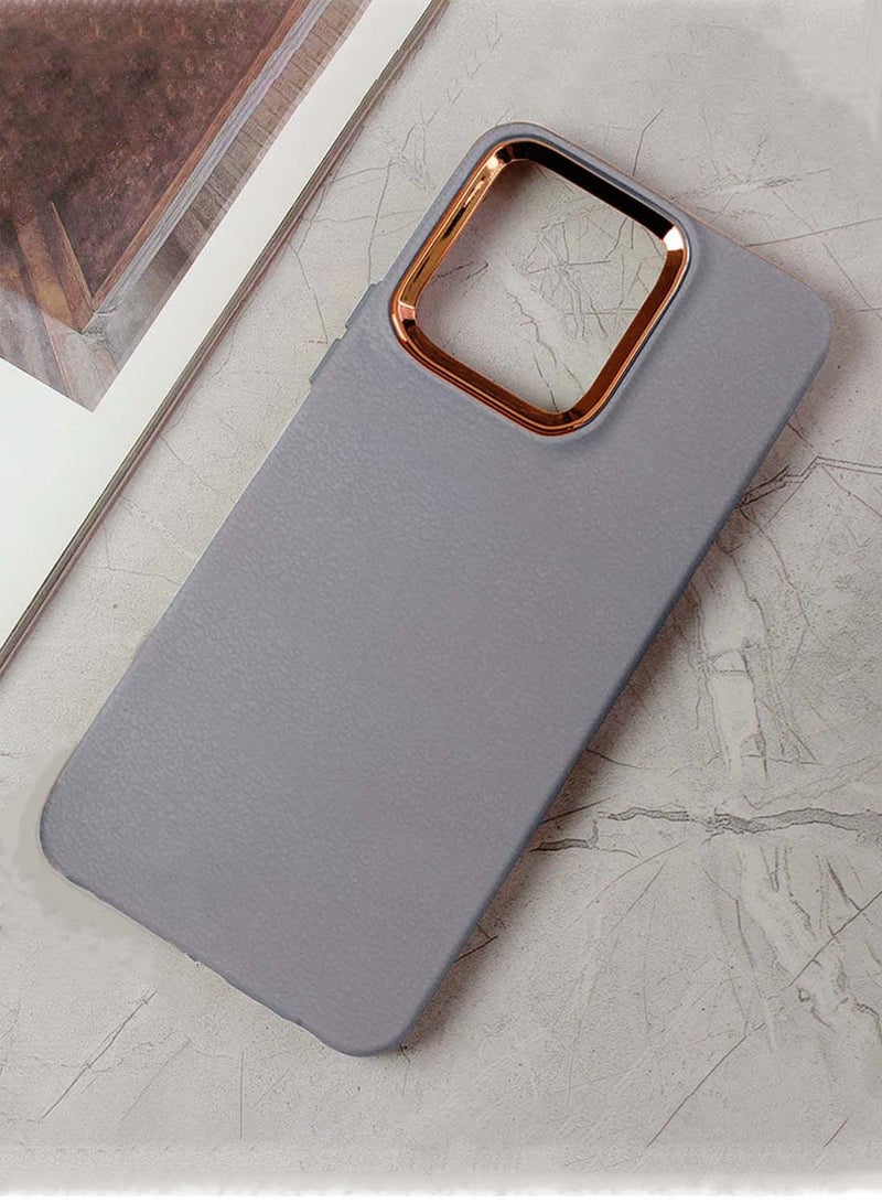 Wtech Honor X7c 4G 2024 Liquid Silicone Ultra Thin Phone Stylish Electroplated Camera Border Case Cover - Grey - Image 3