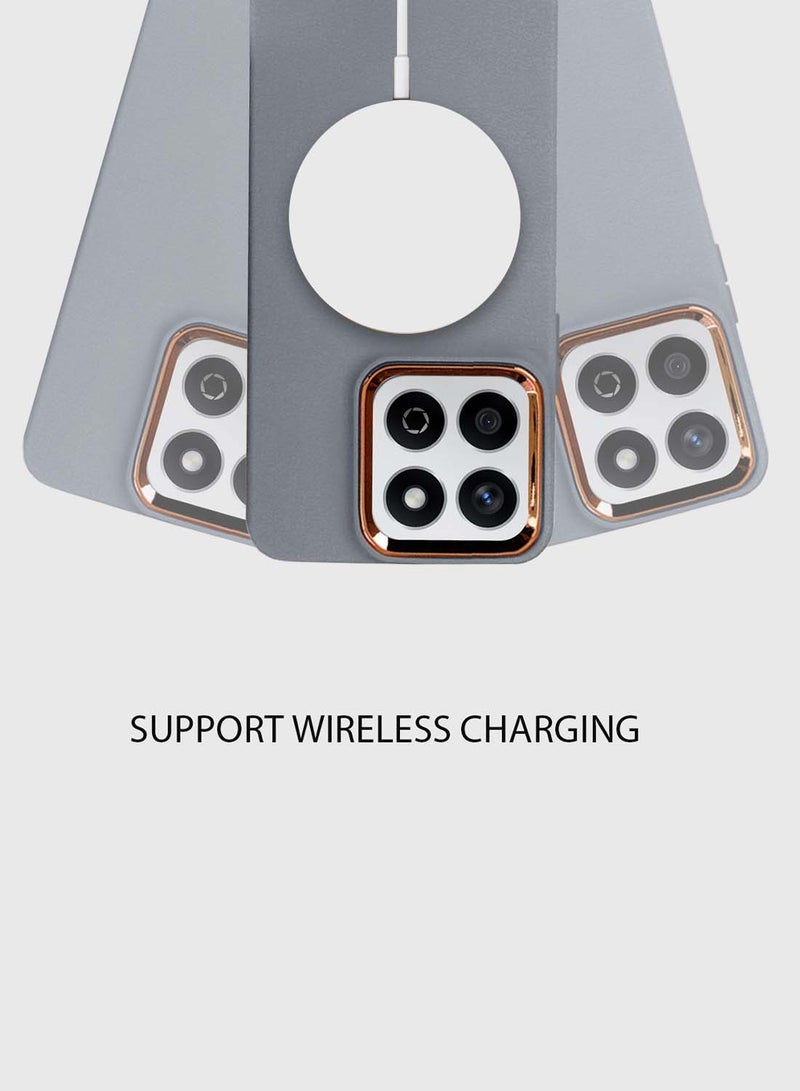 Wtech Honor X7c 4G 2024 Liquid Silicone Ultra Thin Phone Stylish Electroplated Camera Border Case Cover - Grey - Image 5