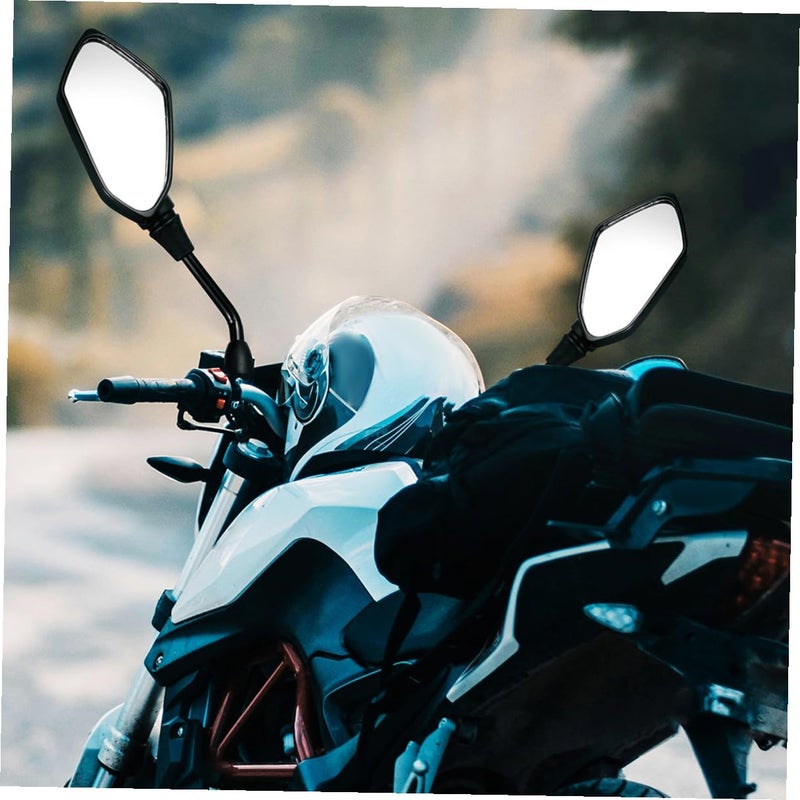 Motorcycle Handlebar Mount Mirrors 10mm Thread Universal Black 2 Pack - Image 5