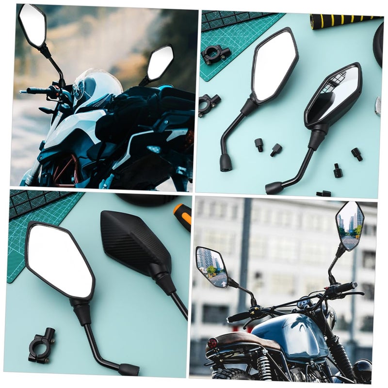 Motorcycle Handlebar Mount Mirrors 10mm Thread Universal Black 2 Pack - Image 4
