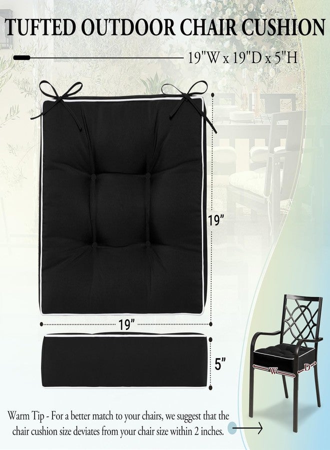 Wellsin Outdoor Chair Cushions Set of 2, Patio Cushions for Outdoor Furniture, Tufted Waterproof Outdoor Chair Pads, 19" x 19", Black 2 - Image 2