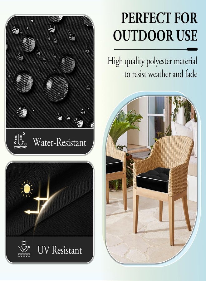 Wellsin Outdoor Chair Cushions Set of 2, Patio Cushions for Outdoor Furniture, Tufted Waterproof Outdoor Chair Pads, 19" x 19", Black 2 - Image 3