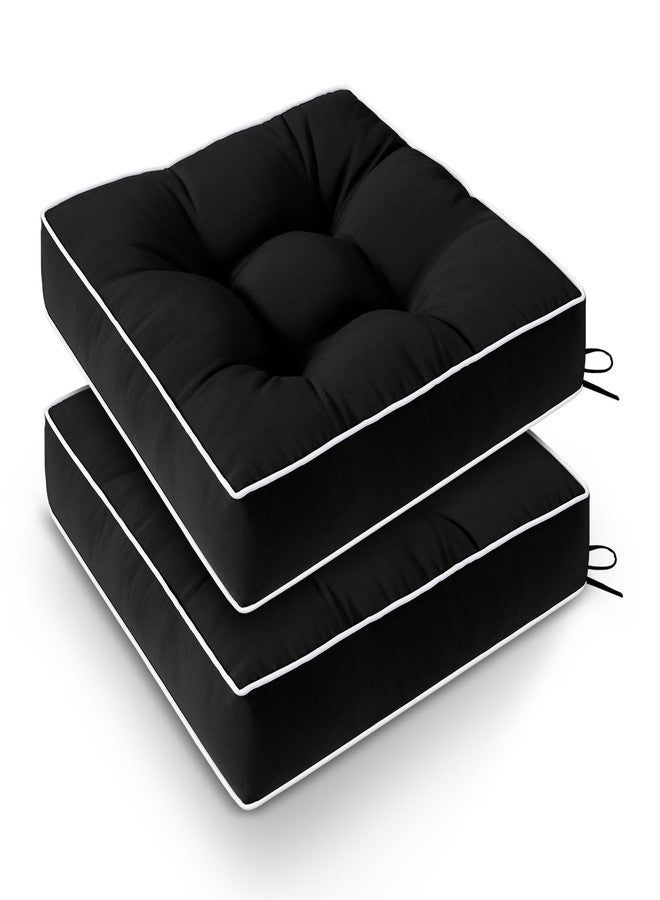 Wellsin Outdoor Chair Cushions Set of 2, Patio Cushions for Outdoor Furniture, Tufted Waterproof Outdoor Chair Pads, 19" x 19", Black 2 - Image 1