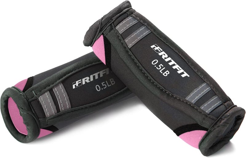RitFit Soft Hand Weights Set - 0.5/0.75/1/1.5/2 LBS (1 Pair) Walking Dumbbell for Women & Men with Reflective Straps - Jogging, Running, Physical Therapy, Aerobics - Pink Orange Blue Grey Black - Image 1