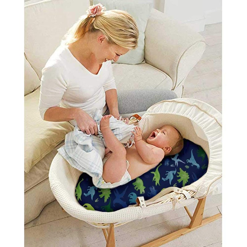 TANOFAR Baby Boy Changing Pad Cover Dinosaur Diaper Changing Mat Cover Sheets for Newborn Stretchy Changing Table Cover (Blue) - Image 2