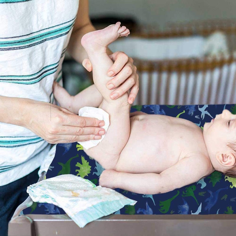 TANOFAR Baby Boy Changing Pad Cover Dinosaur Diaper Changing Mat Cover Sheets for Newborn Stretchy Changing Table Cover (Blue) - Image 3