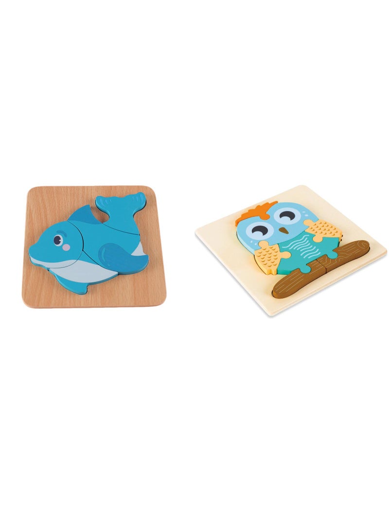 Y&D 2 Piece Set Children's Wooden 3D Puzzle Toy - Image 1