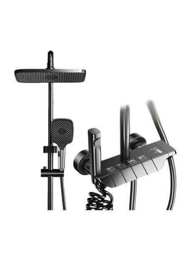 MIXDE Shower System Thermostatic, 4-Function Piano Key Wall-Mounted Shower Set, with 12" Shower Head, 3 Function Hand Shower, Bath Mixers and Bidet Sprayers Brass Body（Black） - Image 1