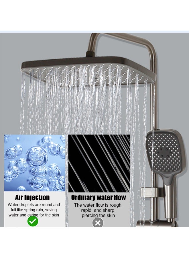 MIXDE Shower System Thermostatic, 4-Function Piano Key Wall-Mounted Shower Set, with 12" Shower Head, 3 Function Hand Shower, Bath Mixers and Bidet Sprayers Brass Body（Black） - Image 4