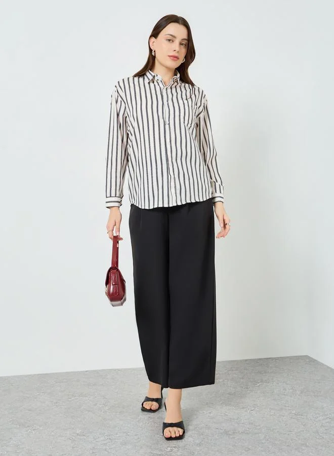 Styli Women Striped Longline Oversized Shirt