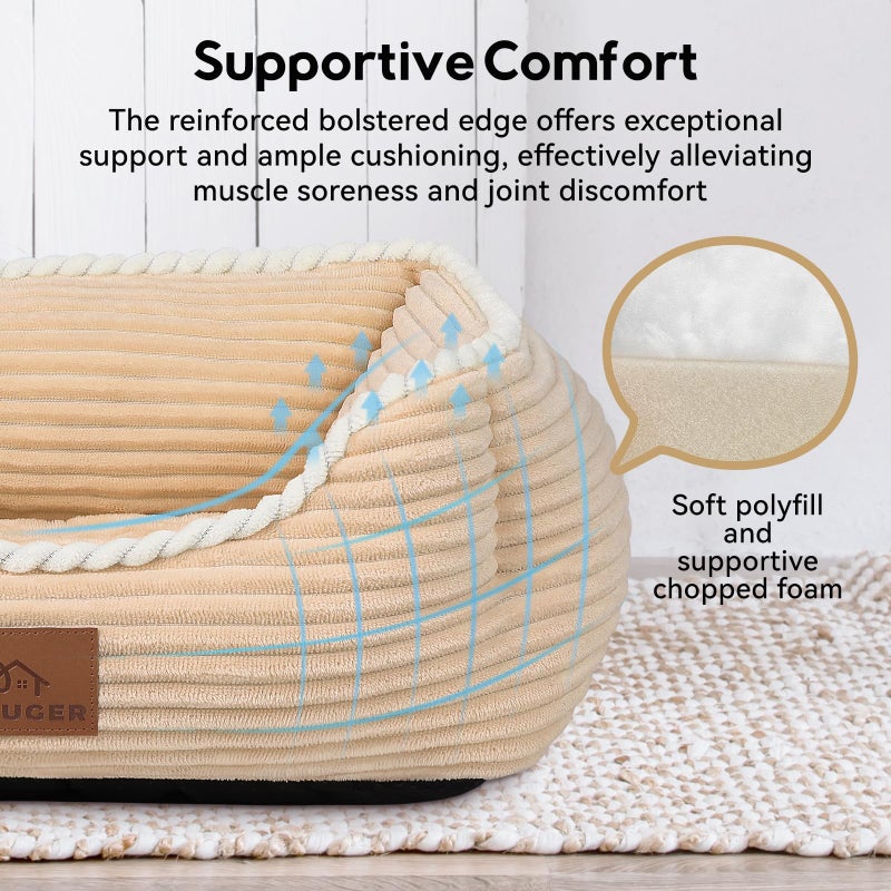 Zerbuger Rectangle Cat Dog Bed for Large Medium Small Pets Indoor Outdoor Machine Washable Sleeping Sofa Non-Slip Bottom Soft Puppy Bed Durable Orthopedic Calming Pet Cuddler (Medium, Coffee) - Image 3