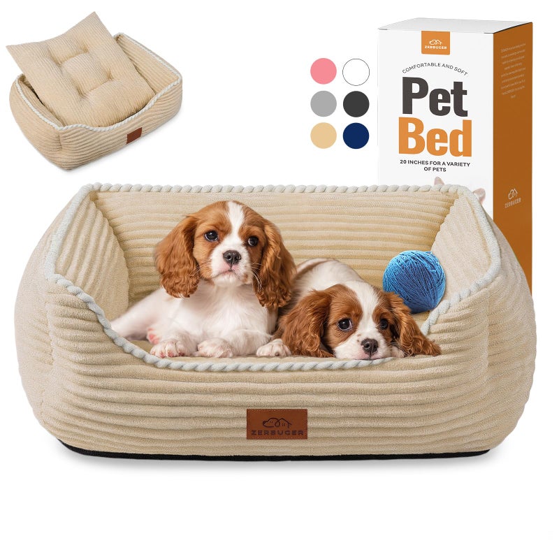 Zerbuger Rectangle Cat Dog Bed for Large Medium Small Pets Indoor Outdoor Machine Washable Sleeping Sofa Non-Slip Bottom Soft Puppy Bed Durable Orthopedic Calming Pet Cuddler (Medium, Coffee) - Image 1