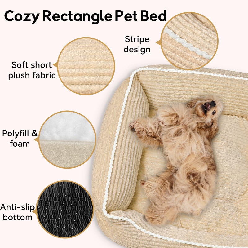 Zerbuger Rectangle Cat Dog Bed for Large Medium Small Pets Indoor Outdoor Machine Washable Sleeping Sofa Non-Slip Bottom Soft Puppy Bed Durable Orthopedic Calming Pet Cuddler (Medium, Coffee) - Image 4