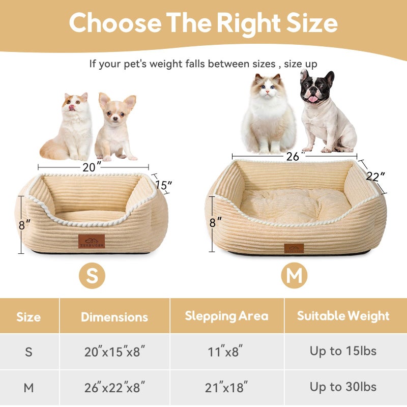 Zerbuger Rectangle Cat Dog Bed for Large Medium Small Pets Indoor Outdoor Machine Washable Sleeping Sofa Non-Slip Bottom Soft Puppy Bed Durable Orthopedic Calming Pet Cuddler (Medium, Coffee) - Image 2