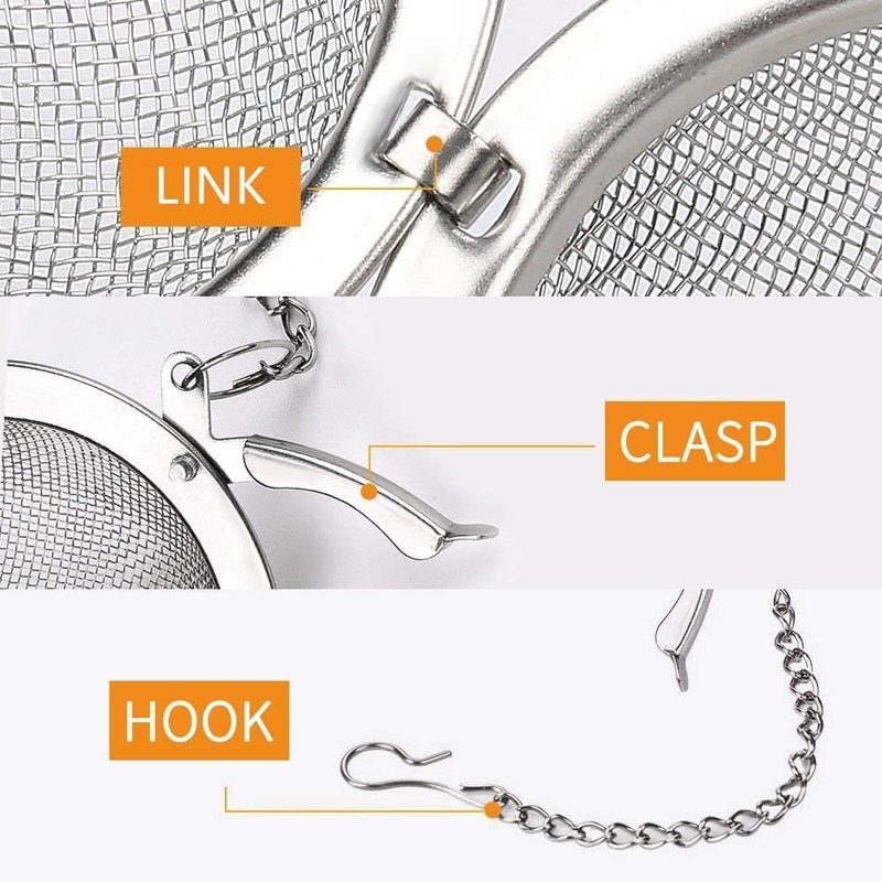 F-U Store 2pcs Stainless Steel Mesh Tea Ball 2.1 Inch Tea Strainers Teas Infuser Strainer Filters for Teas - Image 3