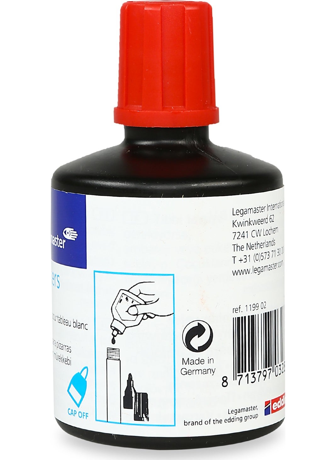 Legamaster Whiteboard Pen Refill Ink (1199) 100ml Red  - Image 1