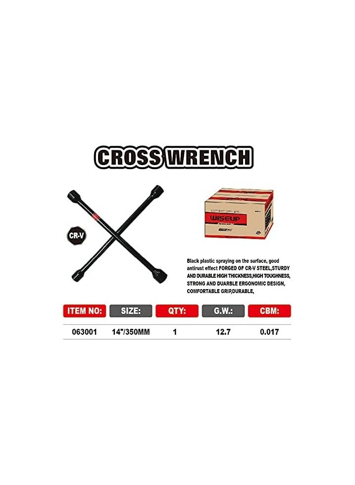 وايزأب مفتاح ربط العجلات WISEUP رباعي الاتجاهات، أدوات سيارات شديدة التحمل، مفتاح ربط سريع، مفتاح ربط صدمي 14 بوصة - Image 4