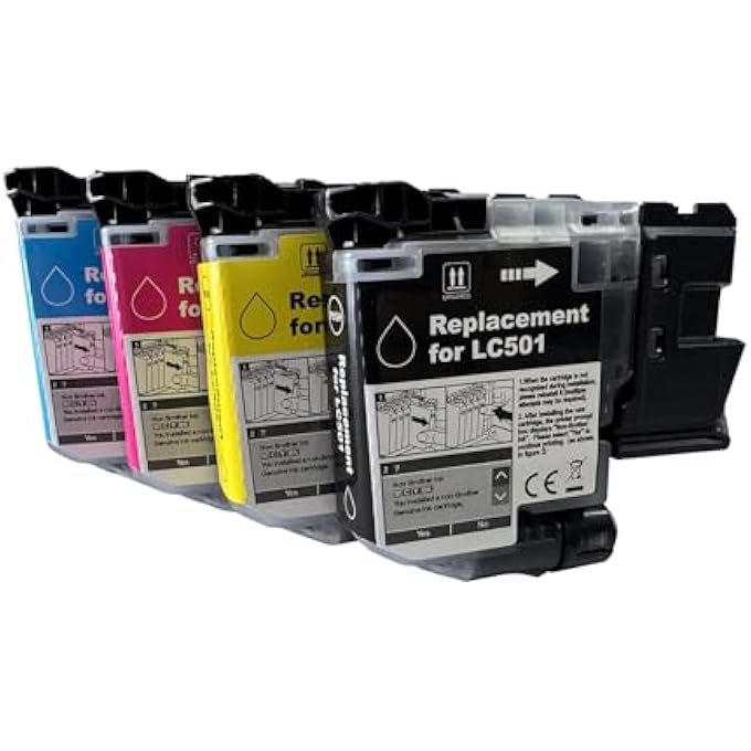 LC501 LC501XL INK CARTRIDGES REPLACEMENT FOR LC 501 501XL HIGH YIELD REPLACEMENT FOR MFC-J1260DW MFC-J1360DW MFC-J1410DW PRINTER,BLACK CYAN MAGENTA YELLOW - Image 2