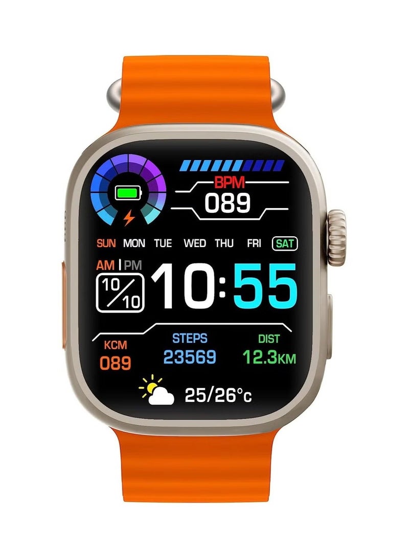 راكسوم ساعة T800 الذكية فائقة الجودة Ultra Series8 NFC Smartwatch Call مقاومة للماء والشحن اللاسلكي واللياقة البدنية (برتقالي) - Image 1