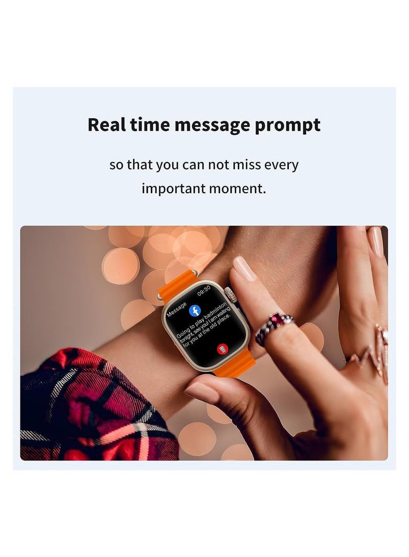 راكسوم ساعة T800 الذكية فائقة الجودة Ultra Series8 NFC Smartwatch Call مقاومة للماء والشحن اللاسلكي واللياقة البدنية (برتقالي) - Image 5