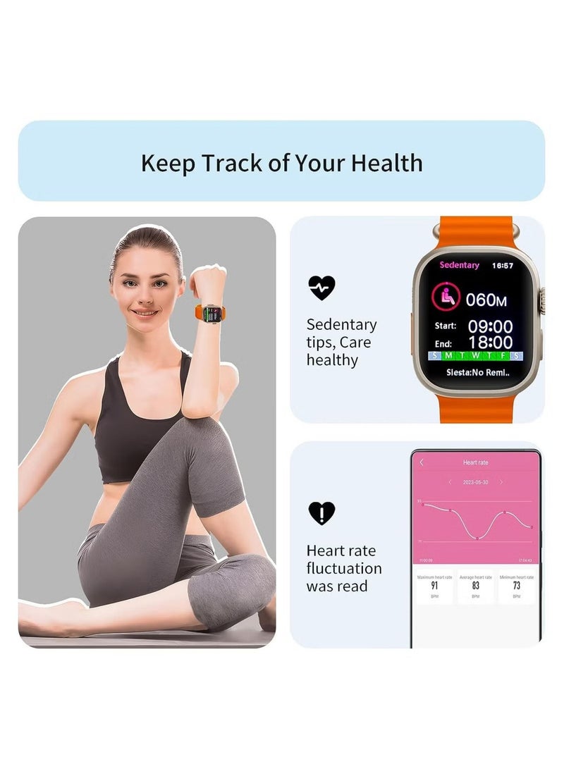 راكسوم ساعة T800 الذكية فائقة الجودة Ultra Series8 NFC Smartwatch Call مقاومة للماء والشحن اللاسلكي واللياقة البدنية (برتقالي) - Image 3