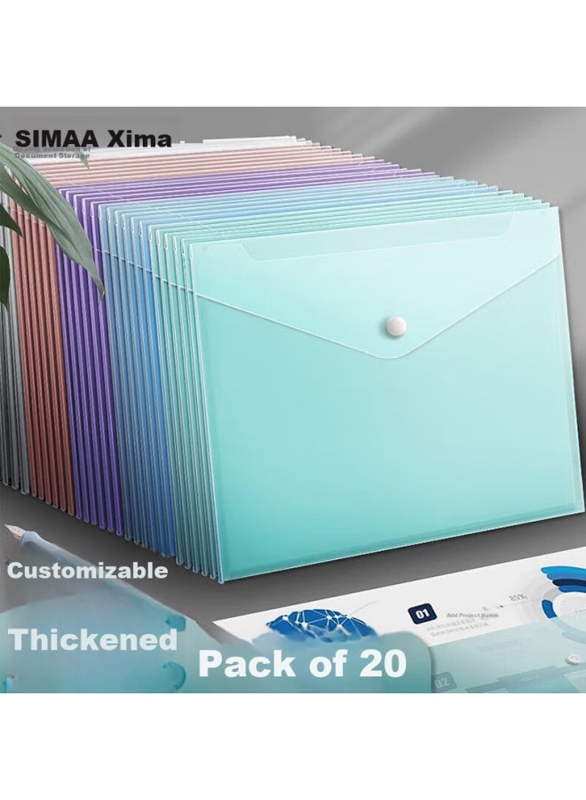Simaa 20-pack A4 Buttoned Student Mordern Colorful File Bag Waterproof Exam Paper And Doent Storage Bag Office File Folder 21273 - Image 1