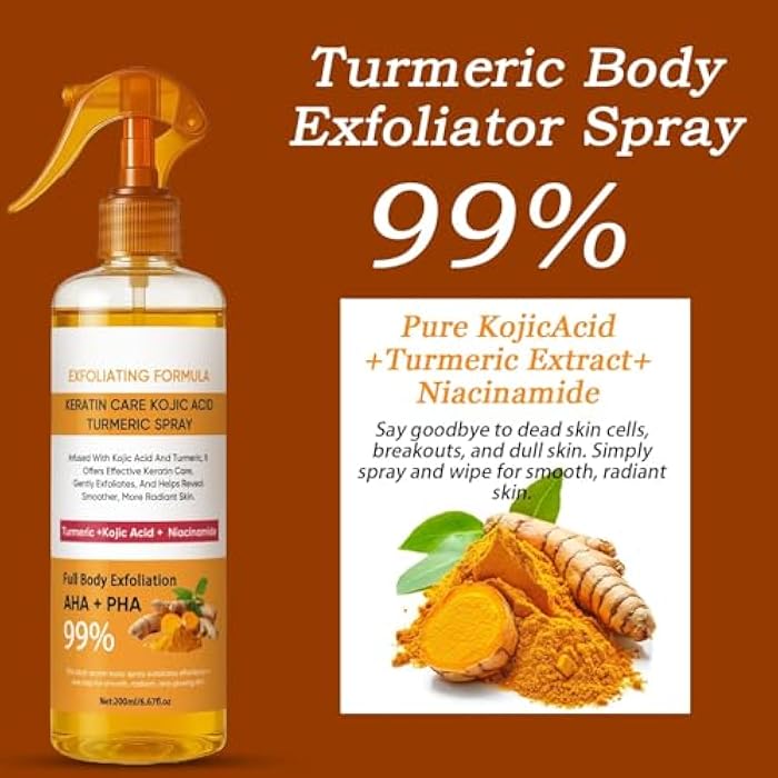 Pwkvsn Peel Shot Turmeric Spray, 200ml Turmeric Exfoliating Face and Body Spray for All Skin Types - Image 4