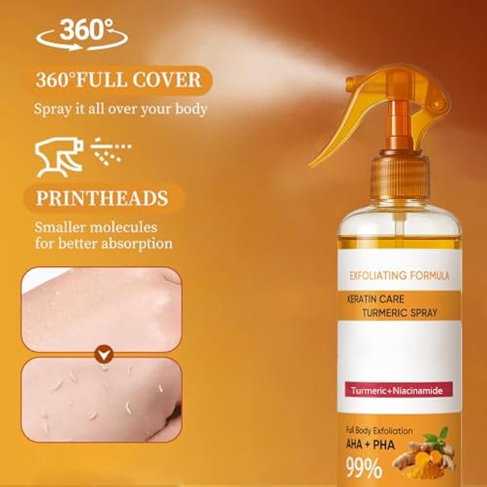 Pwkvsn Peel Shot Turmeric Spray, 200ml Turmeric Exfoliating Face and Body Spray for All Skin Types - Image 2