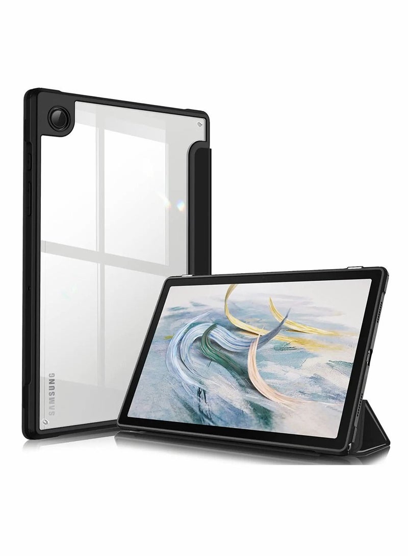 واي آند دي متوافق مع علبة Samsung Galaxy Tab A8 ، رفيعة هجينة لطراز 10.5 بوصة 2022 (SM-X200 X205 X207) غطاء مقاوم للصدمة قذيفة شفافة واضحة نوم الاستيقاظ التلقائي (أسود) - Image 1