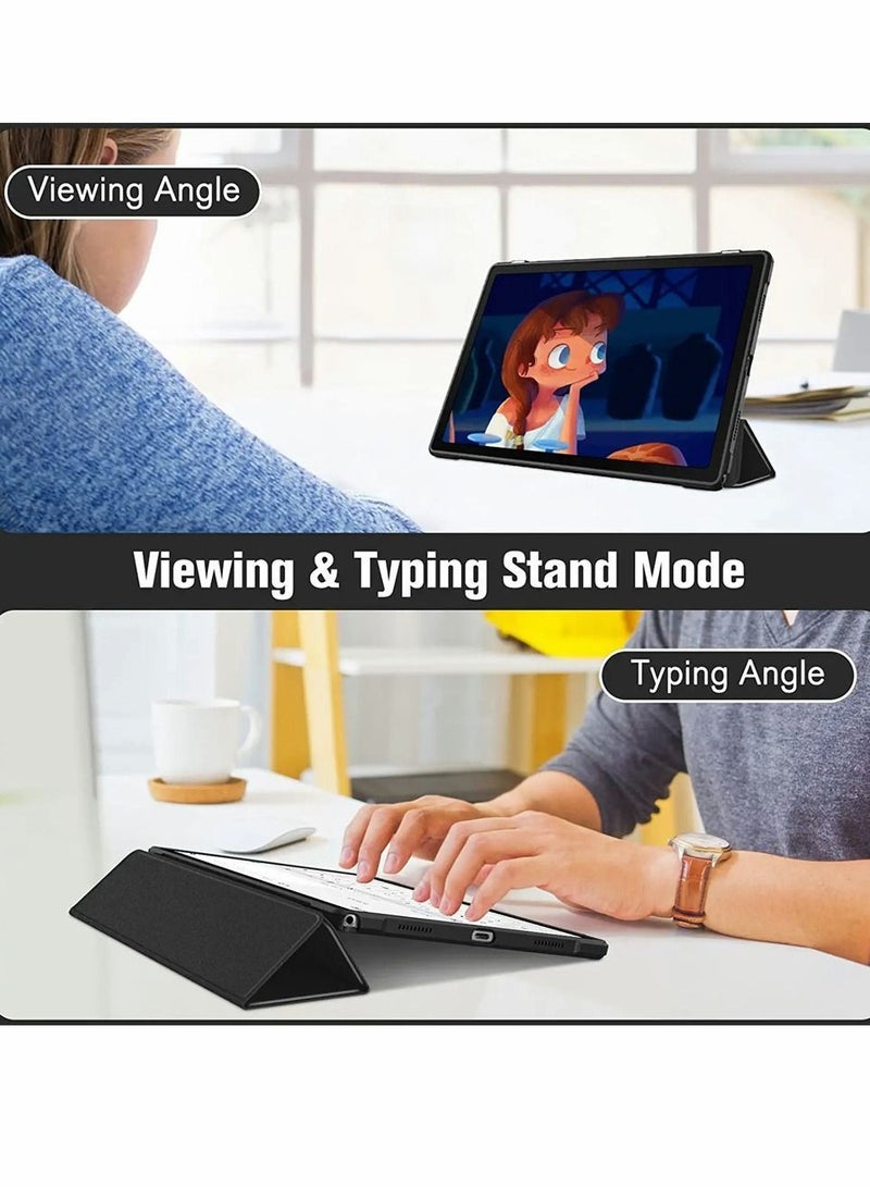 واي آند دي متوافق مع علبة Samsung Galaxy Tab A8 ، رفيعة هجينة لطراز 10.5 بوصة 2022 (SM-X200 X205 X207) غطاء مقاوم للصدمة قذيفة شفافة واضحة نوم الاستيقاظ التلقائي (أسود) - Image 4