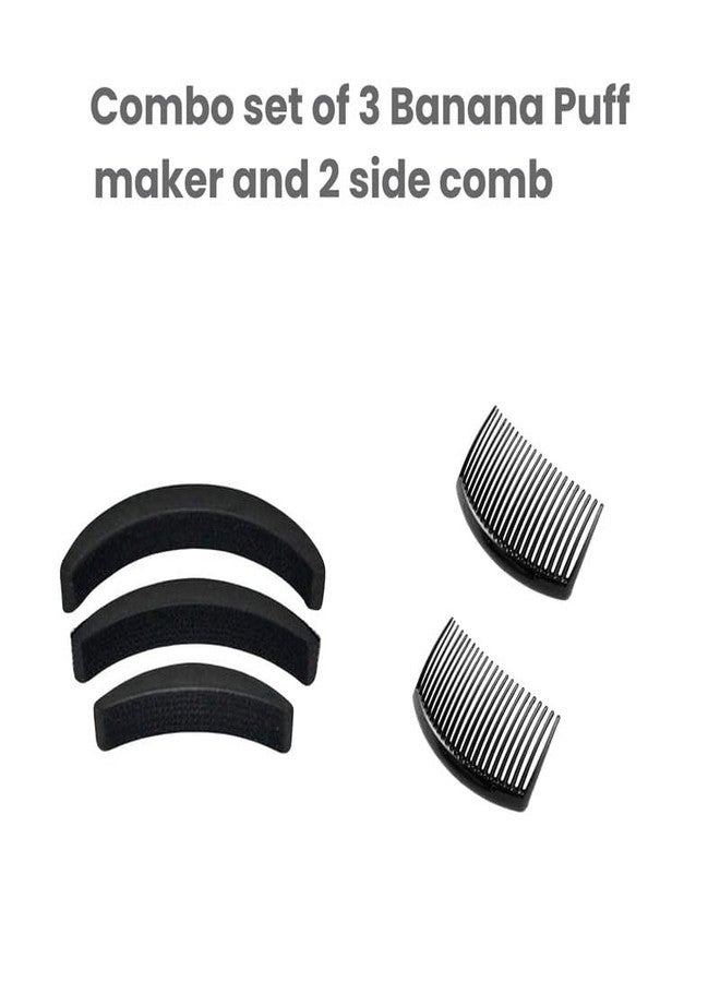 PALMATE Combo Set of 3 Banana Puff Makers and 2 Side Combs - Hair Styling Tools for Puff Hairstyles, Hair Volume, and Everyday Styling - Easy to Use, Lightweight & Reusable for Women and Girls - Image 2
