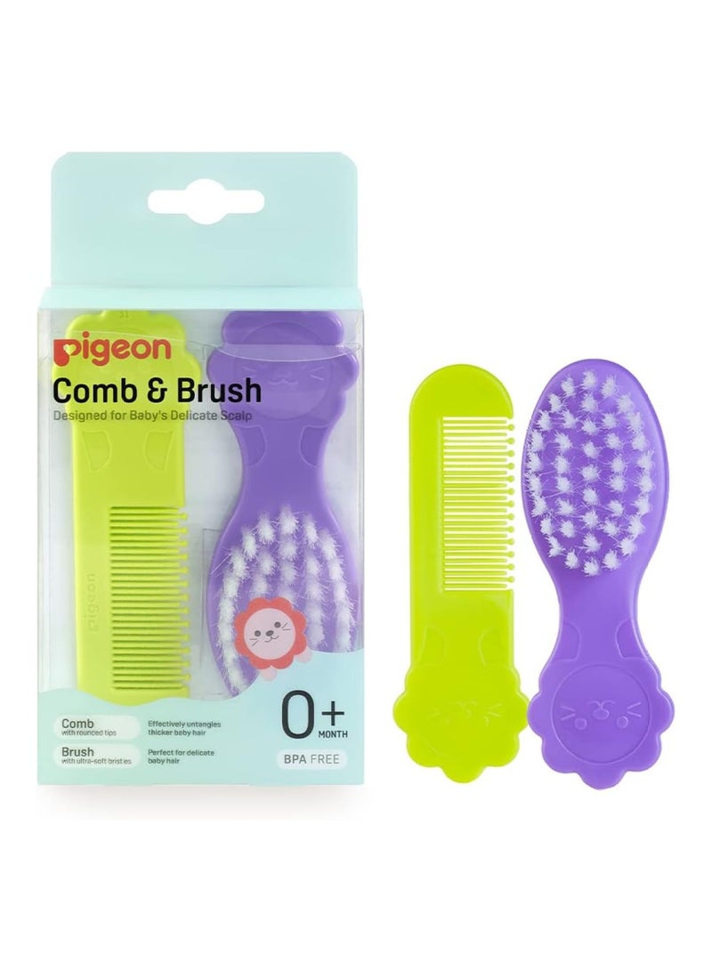 pigeon مشط وفرشاة، فائق النعومة واللطف، خالٍ من مادة BPA - Image 1