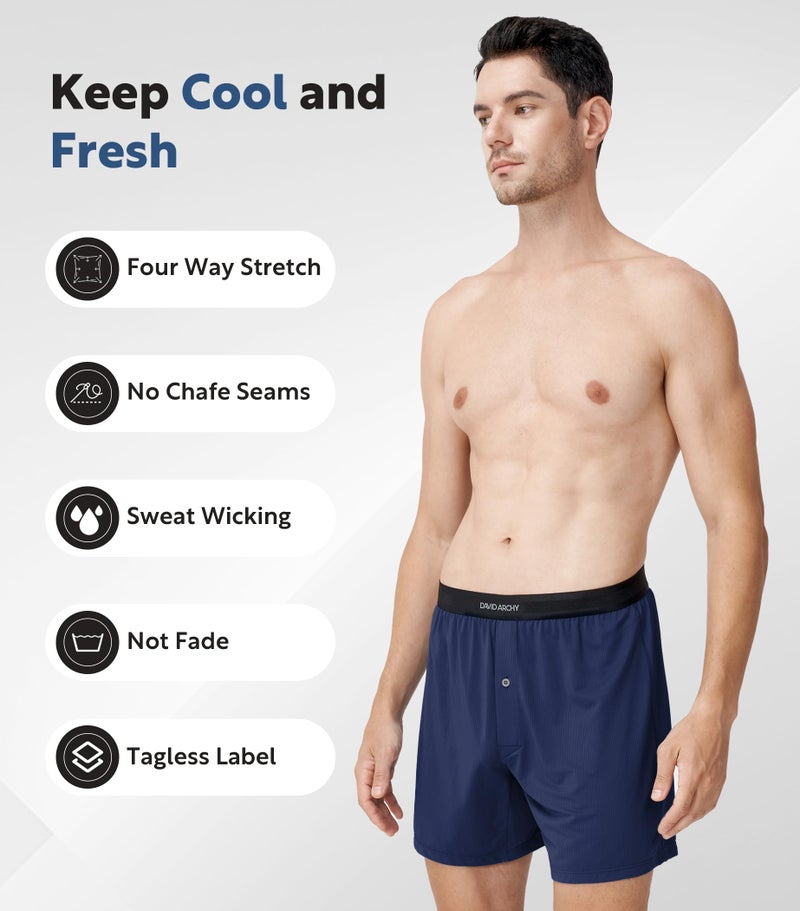 DAVID ARCHY Mens Boxer Shorts Underwear Quick Dry Breathable Mens Boxers Moisture Wicking Boxers for Men 3 Pack(M,Navy Blue/Black/Dark Gray) - Image 5