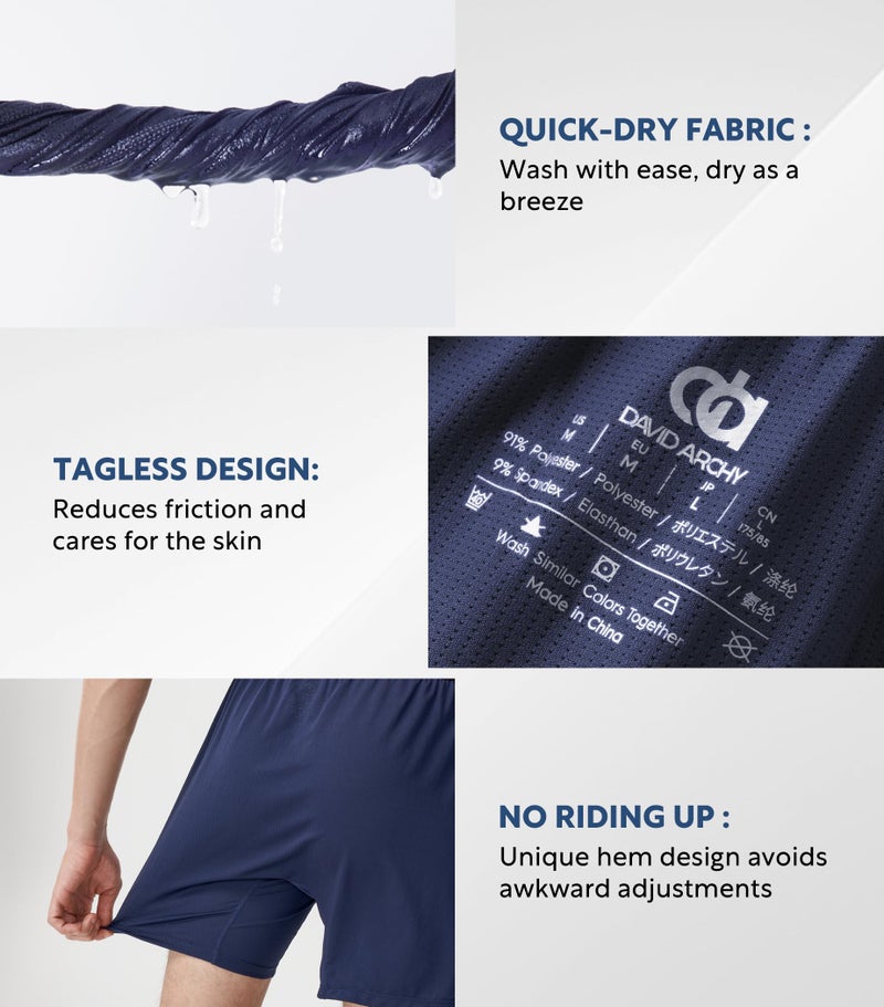 DAVID ARCHY Mens Boxer Shorts Underwear Quick Dry Breathable Mens Boxers Moisture Wicking Boxers for Men 3 Pack(M,Navy Blue/Black/Dark Gray) - Image 4