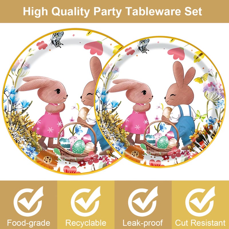 KFJBPB 40 Pack Easter Plates and Napkins Party Supplies Set  Easter Egg Disposable Paper Dinner Plates and Napkins for Spring Party Supplies Decorations Serves 20 Guests - Image 3