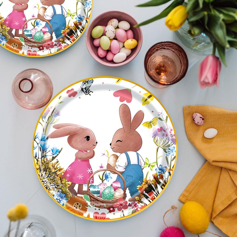KFJBPB 40 Pack Easter Plates and Napkins Party Supplies Set  Easter Egg Disposable Paper Dinner Plates and Napkins for Spring Party Supplies Decorations Serves 20 Guests - Image 5