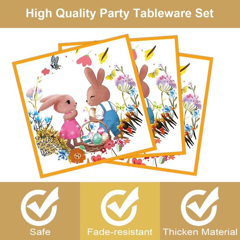 KFJBPB 40 Pack Easter Plates and Napkins Party Supplies Set  Easter Egg Disposable Paper Dinner Plates and Napkins for Spring Party Supplies Decorations Serves 20 Guests - Image 4