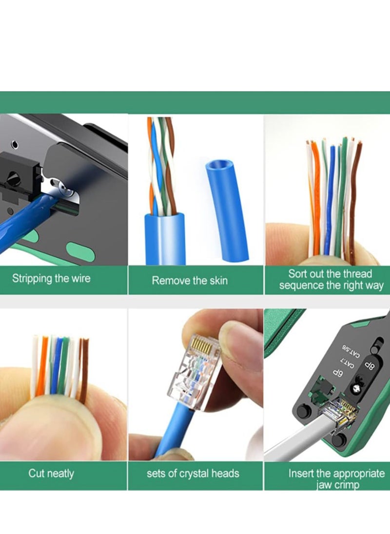 Generic أداة تجعيد المرور RJ45، أداة تجعيد RJ45 Cat5 Cat6 Cat7، أداة تجعيد RJ11، أداة تجعيد كابل شبكة إيثرنت، كماشة أدوات صغيرة لمعدات تجعيد معيارية  - Image 2