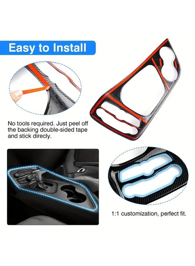 Carbon Fiber Gear Shift Panel Decorative Cover Compatible With 2015 2023 Challenger Carbon Fiber Style Console Frame Interior Accessory Sticker - Image 5