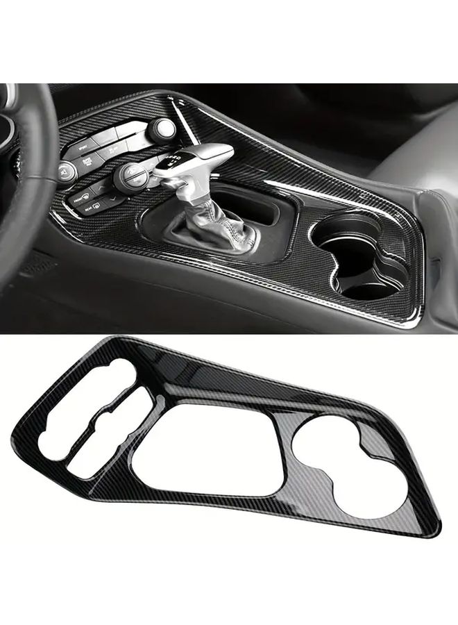 Carbon Fiber Gear Shift Panel Decorative Cover Compatible With 2015 2023 Challenger Carbon Fiber Style Console Frame Interior Accessory Sticker - Image 1