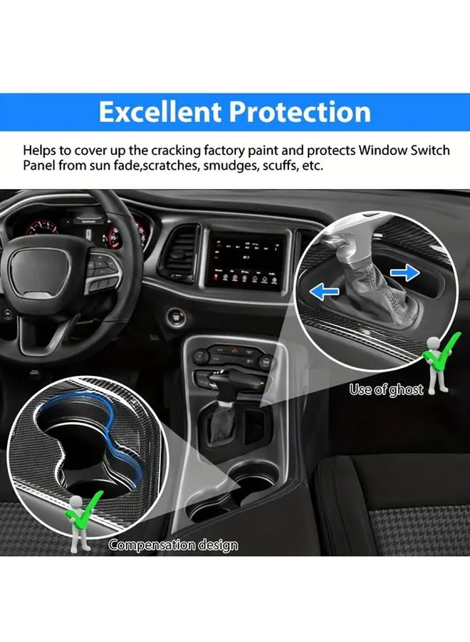 Carbon Fiber Gear Shift Panel Decorative Cover Compatible With 2015 2023 Challenger Carbon Fiber Style Console Frame Interior Accessory Sticker - Image 4