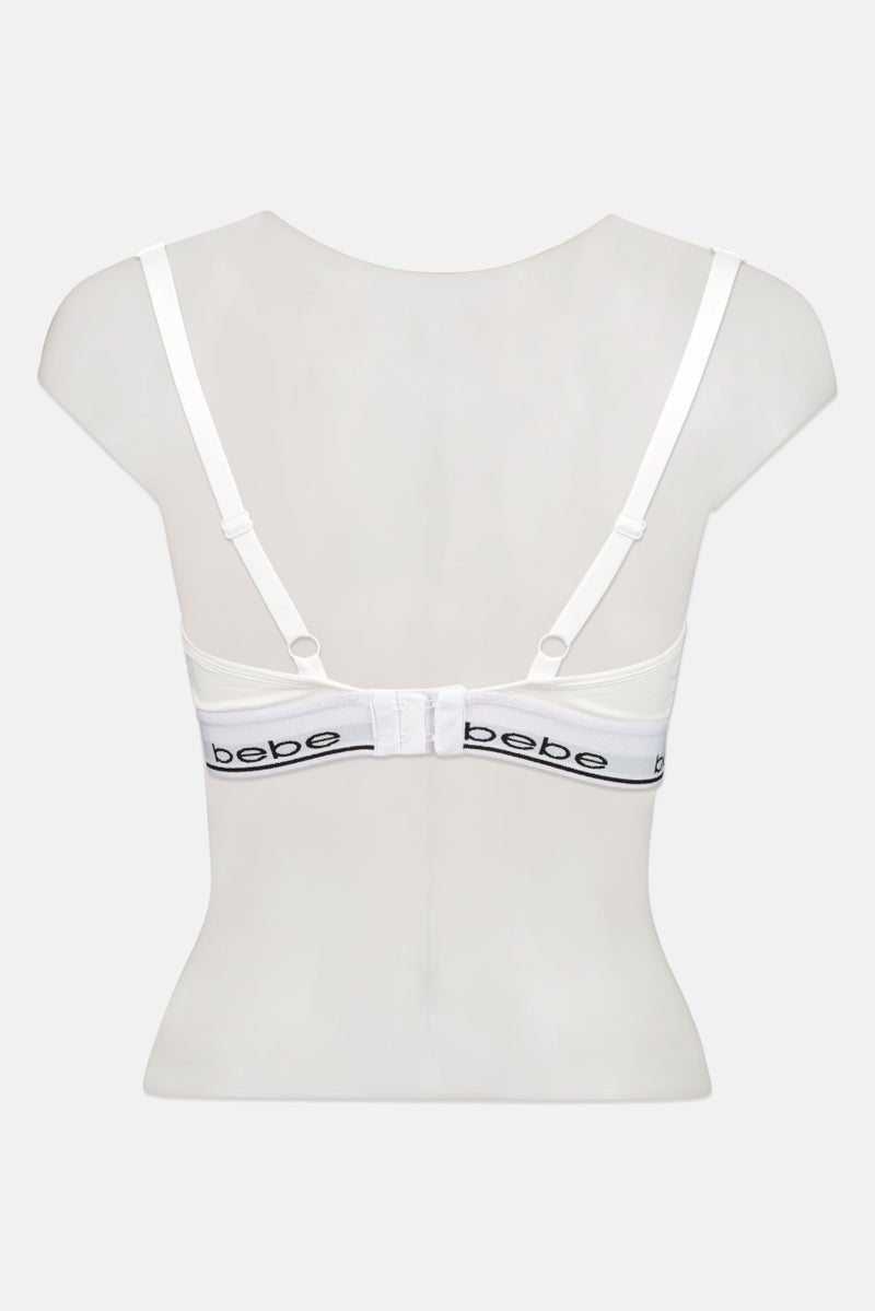 bebe Women Brand Logo Padded Bralette, White - Image 2