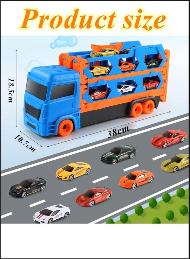 Transport Truck Toy,Race Track Toys,Kids Transport Truck Toys, Kids Race Track Toys,Die-Cast Car Toy,Carrier Truck Toy,Foldable Car Race Track Toy,Foldable 2 Layer Track Playset,Ejection Race Truck Toy,Portable Car Truck Toy,Toddler Transport Truck Toy for 3+ Years Old, Transport Truck Toy for Boys and Girls Gift  - Image 2
