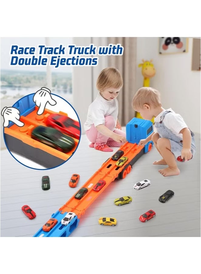 Transport Truck Toy,Race Track Toys,Kids Transport Truck Toys, Kids Race Track Toys,Die-Cast Car Toy,Carrier Truck Toy,Foldable Car Race Track Toy,Foldable 2 Layer Track Playset,Ejection Race Truck Toy,Portable Car Truck Toy,Toddler Transport Truck Toy for 3+ Years Old, Transport Truck Toy for Boys and Girls Gift  - Image 5