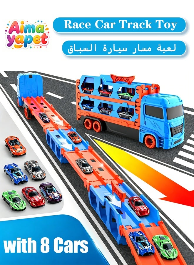Aimayapet Transport Truck Toy,Race Track Toys,Kids Transport Truck Toys, Kids Race Track Toys,Die-Cast Car Toy,Carrier Truck Toy,Foldable Car Race Track Toy,Foldable 2 Layer Track Playset,Ejection Race Truck Toy,Portable Car Truck Toy,Toddler Transport Truck Toy for 3+ Years Old, Transport Truck Toy for Boys and Girls Gift - Image 1
