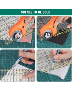 KASTWAVE 45mm Fabric Cutter Set, 96 PCS Rotary Cutter Kit,  5 Pcs Replacement Blades, Cutting Mat, Patchwork Ruler, Carving Knife,Scissors, Storage Bag, Sewing Clips,Sewing Full Tools for Quilting Supplies  - Image 3