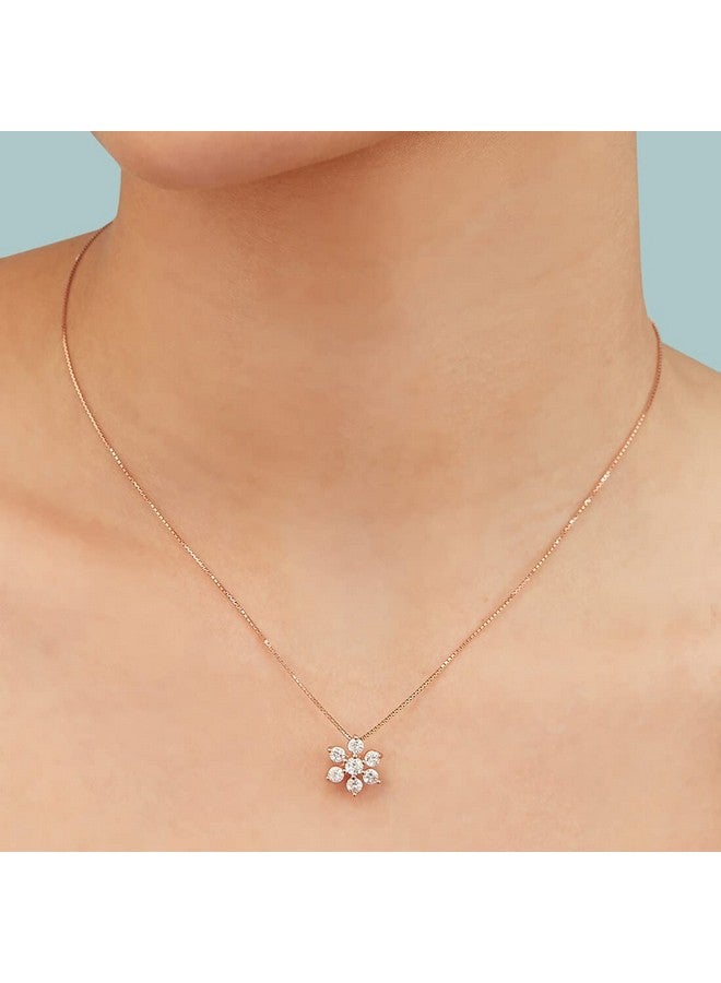ZAVYA 925 Sterling Silver Floral CZ Rose Gold Plating Pendant Necklace | Gift for Women and Girls | With Certificate of Authenticity and 925 Hallmark - Image 5