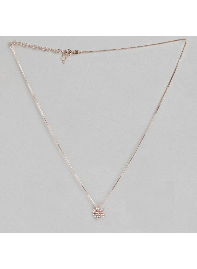 ZAVYA 925 Sterling Silver Floral CZ Rose Gold Plating Pendant Necklace | Gift for Women and Girls | With Certificate of Authenticity and 925 Hallmark - Image 4