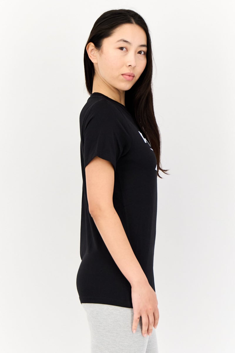 Reebok تي شيرتات تدريب قصيرة الأكمام للنساء، رياضية، سوداء - Image 2